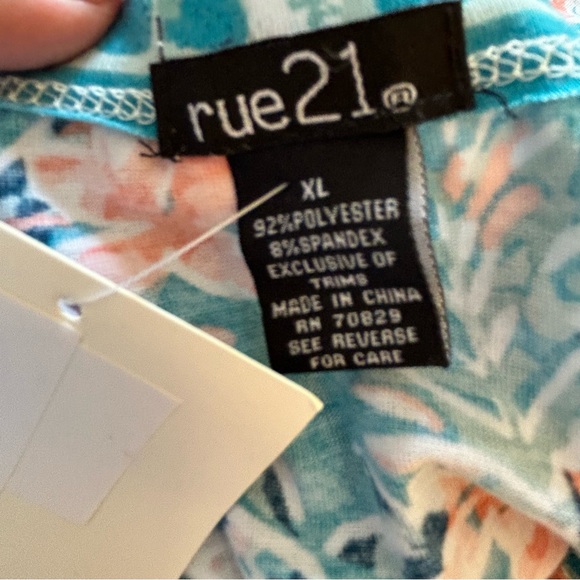 NWT Rue21 teal with orange hibiscus soft stretch summer dress Size XL - Picture 7 of 8